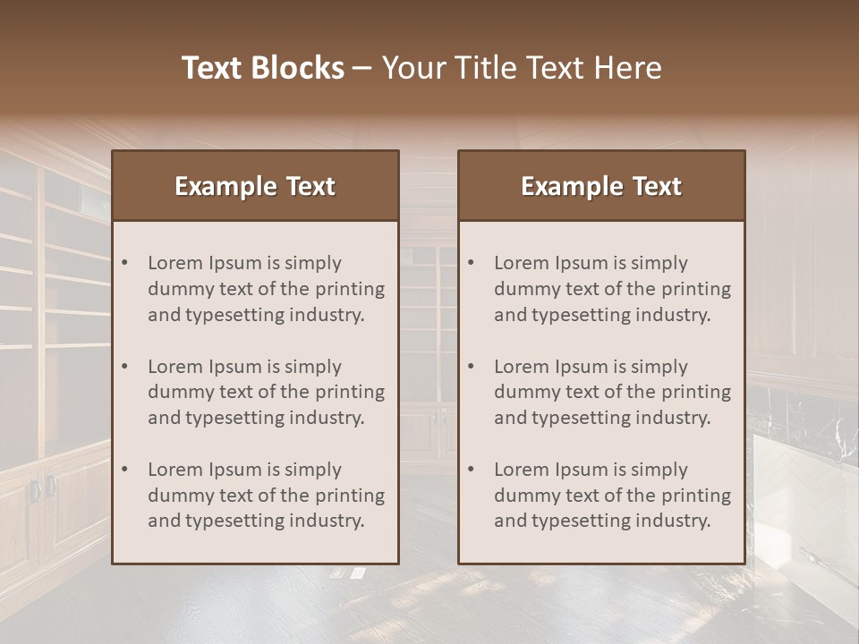 Library With Wood Paneled Walls And Fireplace PowerPoint Template
