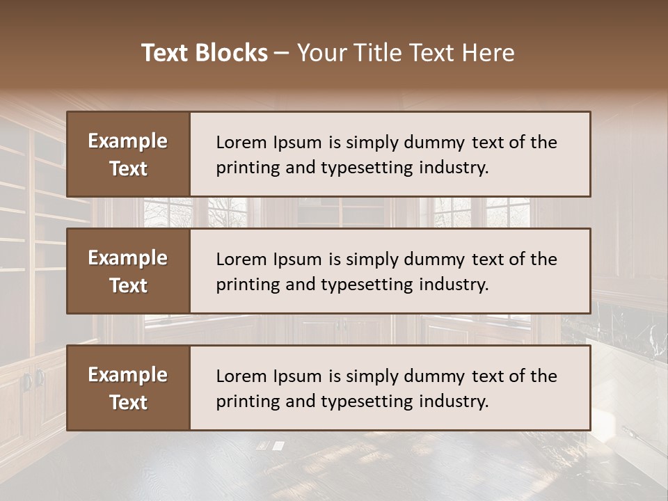 Library With Wood Paneled Walls And Fireplace PowerPoint Template
