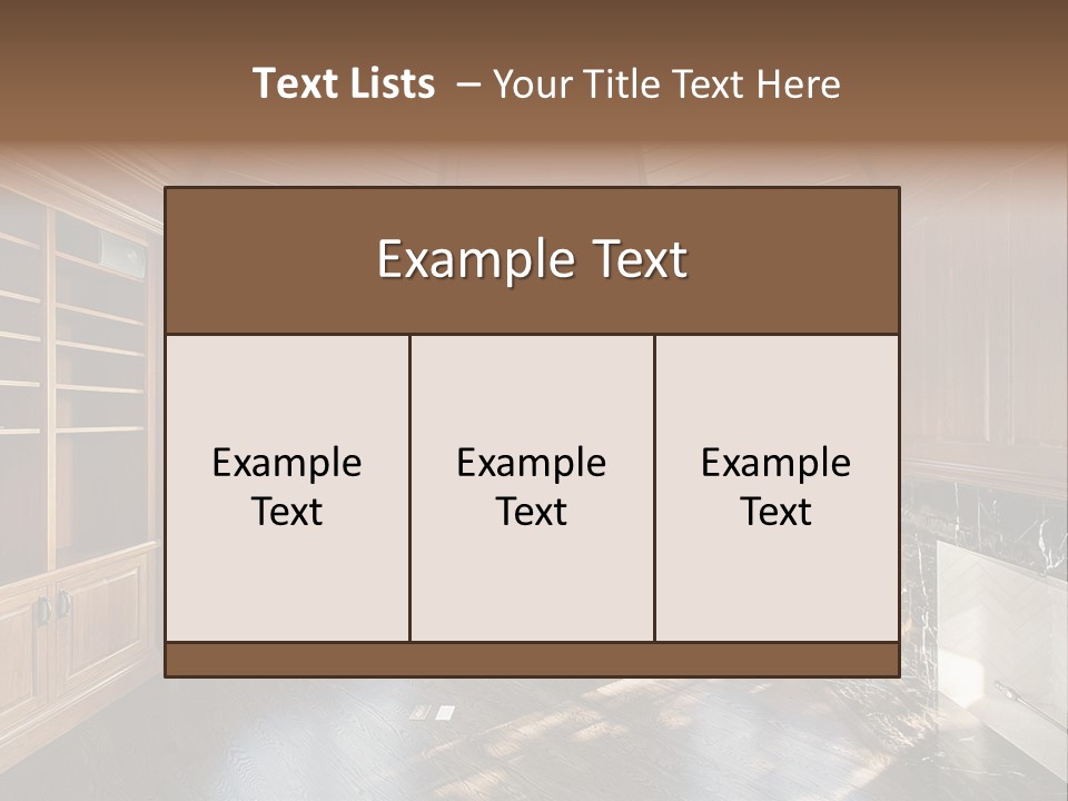 Library With Wood Paneled Walls And Fireplace PowerPoint Template