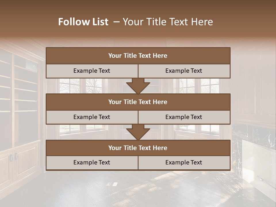 Library With Wood Paneled Walls And Fireplace PowerPoint Template