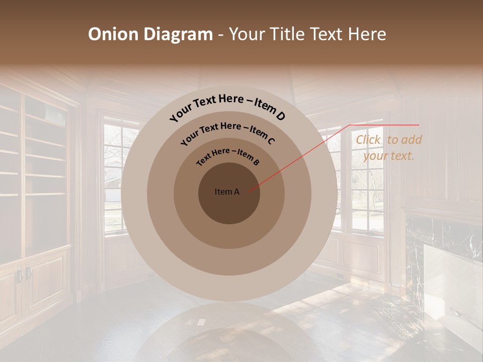 Library With Wood Paneled Walls And Fireplace PowerPoint Template