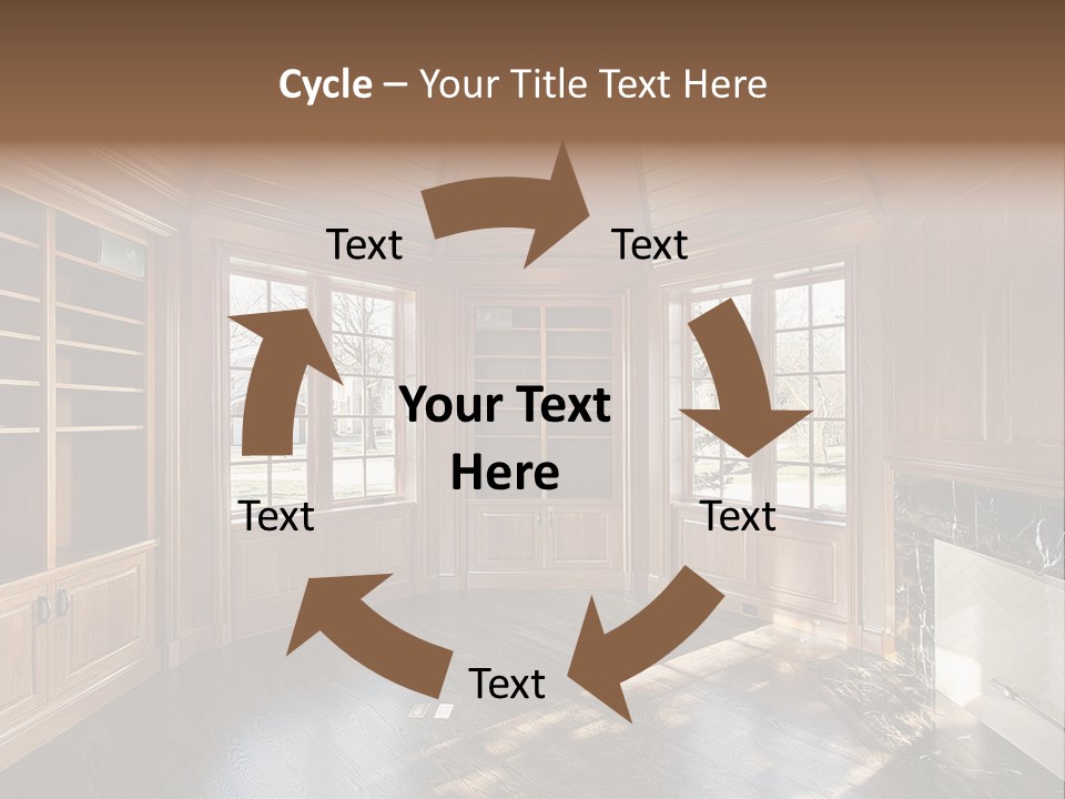 Library With Wood Paneled Walls And Fireplace PowerPoint Template