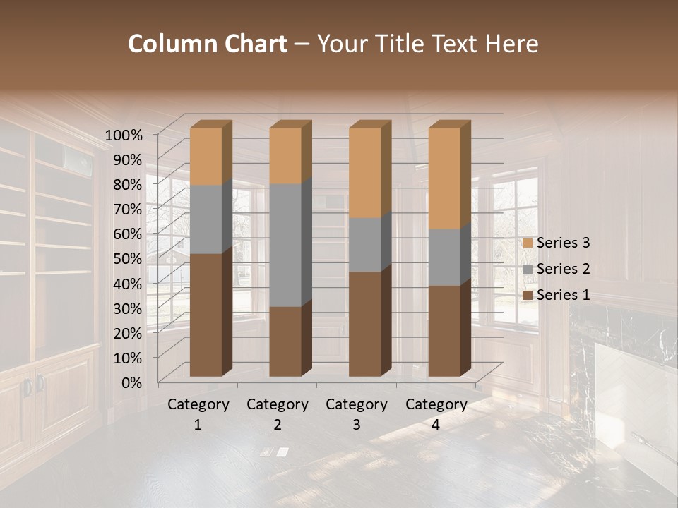 Library With Wood Paneled Walls And Fireplace PowerPoint Template