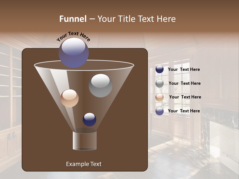 Library With Wood Paneled Walls And Fireplace PowerPoint Template