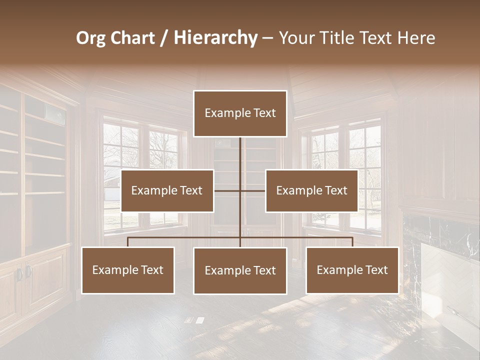 Library With Wood Paneled Walls And Fireplace PowerPoint Template