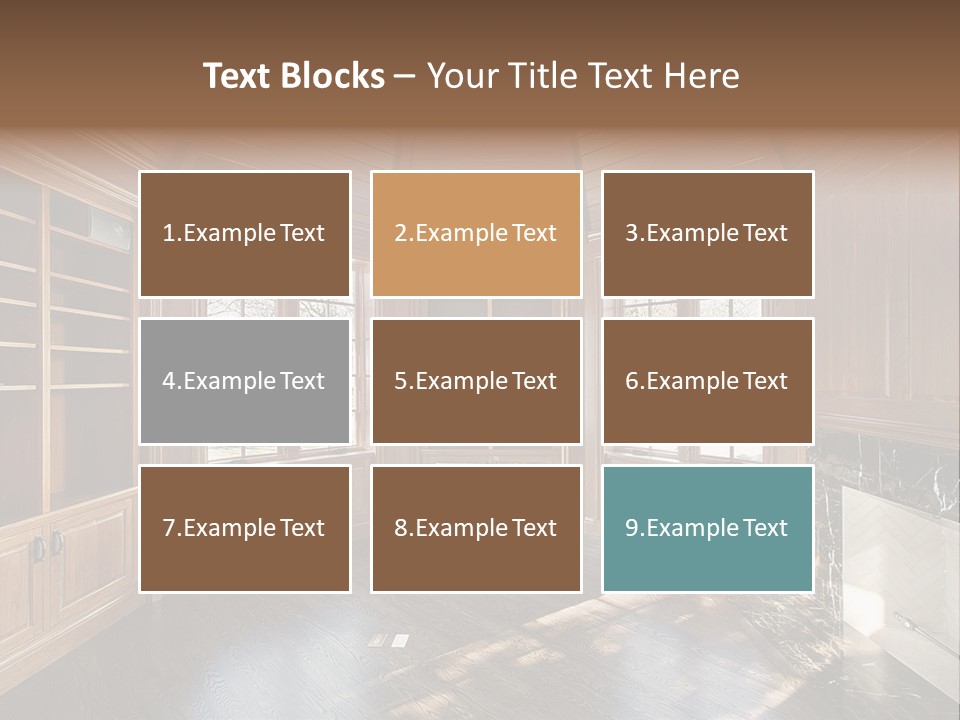 Library With Wood Paneled Walls And Fireplace PowerPoint Template