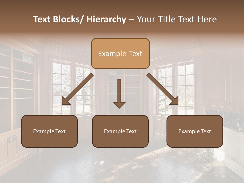 Library With Wood Paneled Walls And Fireplace PowerPoint Template