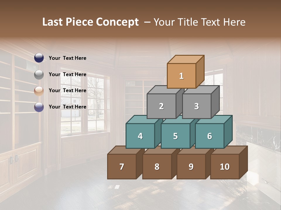 Library With Wood Paneled Walls And Fireplace PowerPoint Template