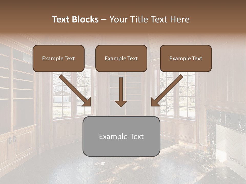 Library With Wood Paneled Walls And Fireplace PowerPoint Template