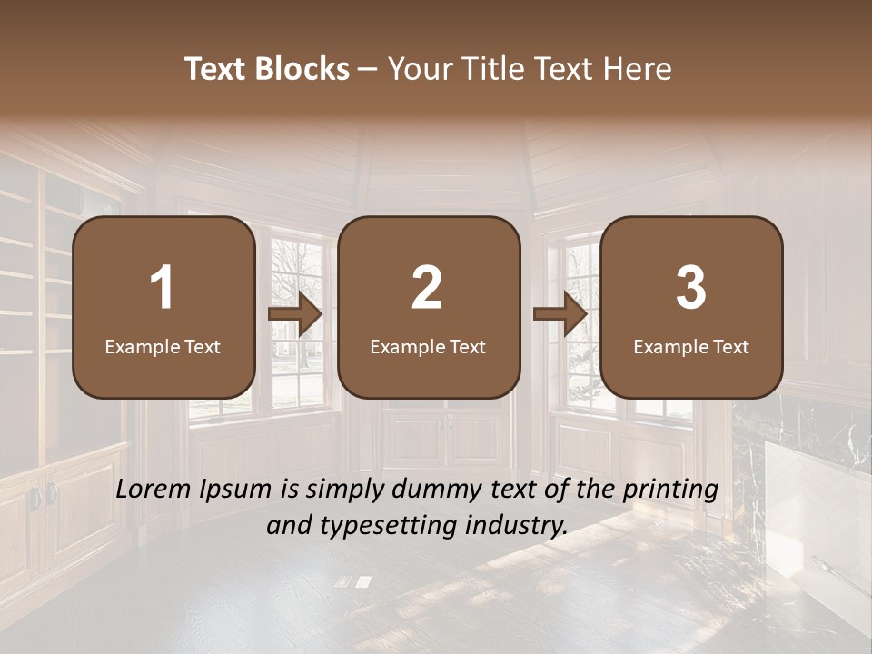 Library With Wood Paneled Walls And Fireplace PowerPoint Template