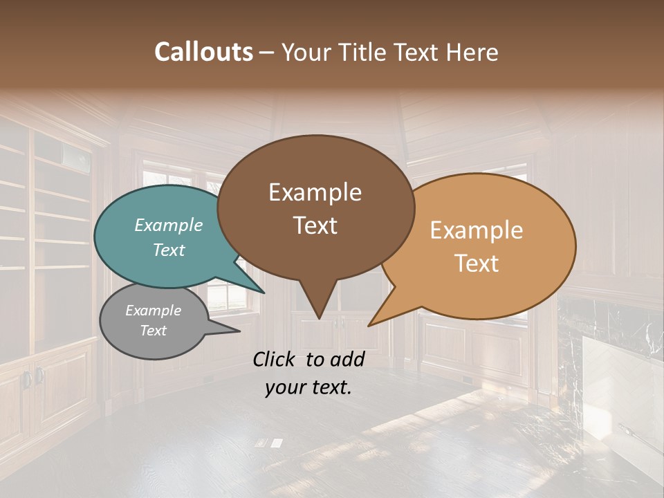 Library With Wood Paneled Walls And Fireplace PowerPoint Template