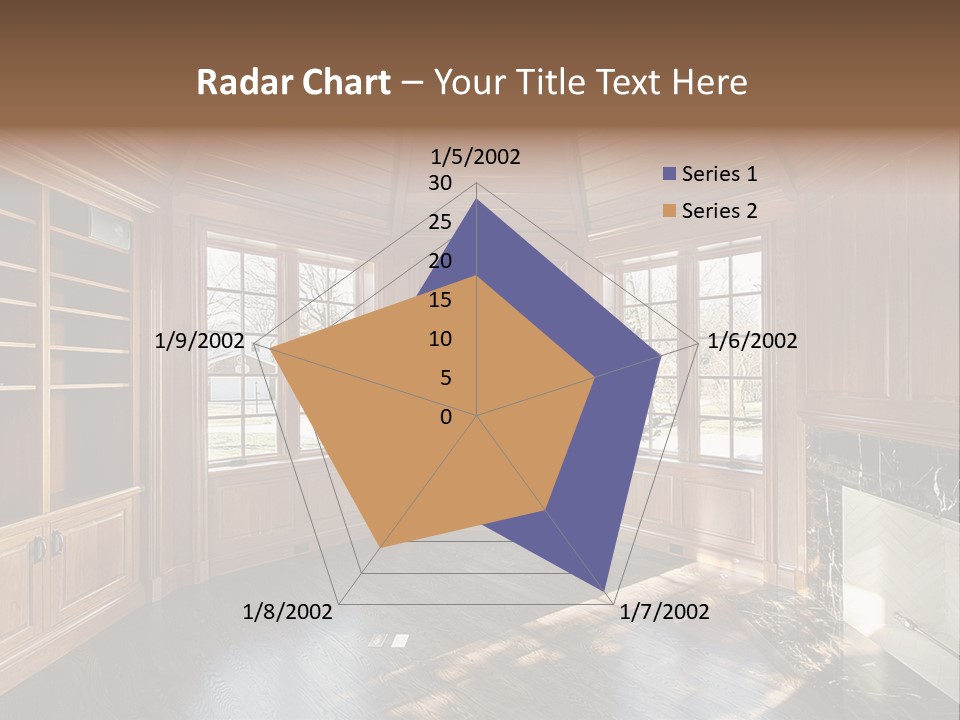 Library With Wood Paneled Walls And Fireplace PowerPoint Template