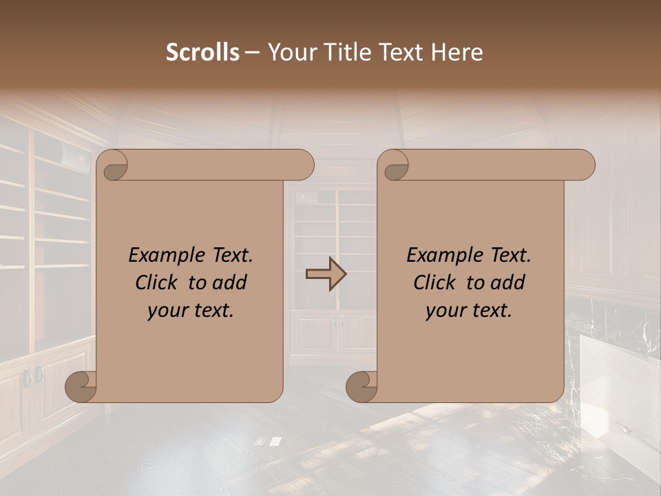 Library With Wood Paneled Walls And Fireplace PowerPoint Template