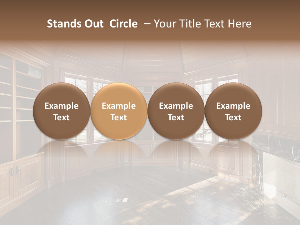 Library With Wood Paneled Walls And Fireplace PowerPoint Template