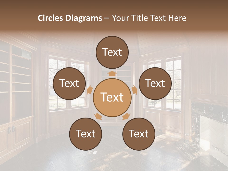 Library With Wood Paneled Walls And Fireplace PowerPoint Template