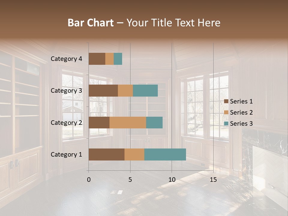 Library With Wood Paneled Walls And Fireplace PowerPoint Template