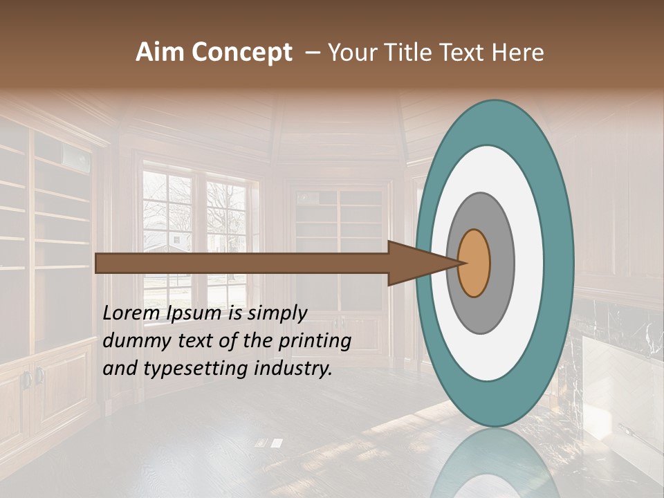 Library With Wood Paneled Walls And Fireplace PowerPoint Template