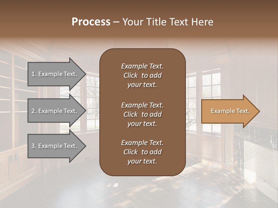Library With Wood Paneled Walls And Fireplace PowerPoint Template