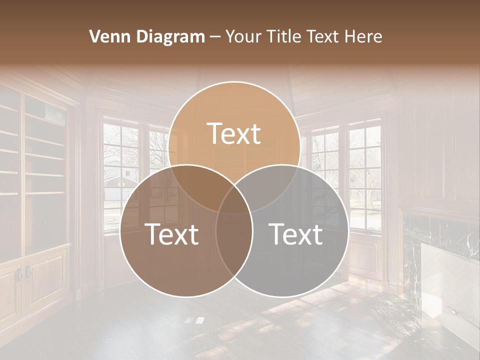 Library With Wood Paneled Walls And Fireplace PowerPoint Template