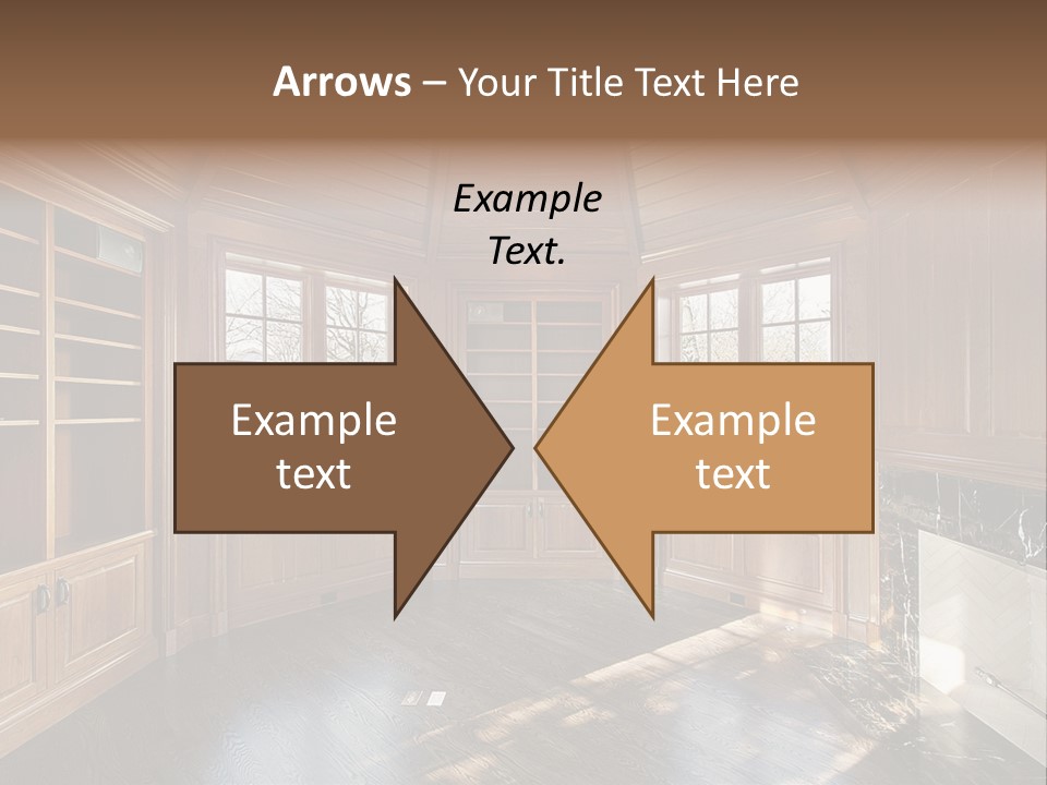 Library With Wood Paneled Walls And Fireplace PowerPoint Template