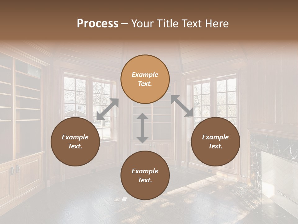 Library With Wood Paneled Walls And Fireplace PowerPoint Template