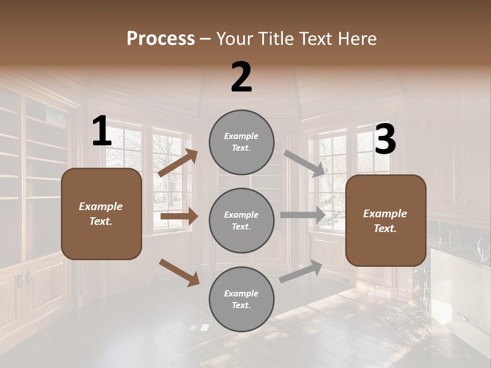 Library With Wood Paneled Walls And Fireplace PowerPoint Template