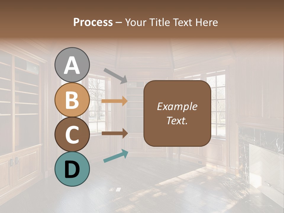Library With Wood Paneled Walls And Fireplace PowerPoint Template