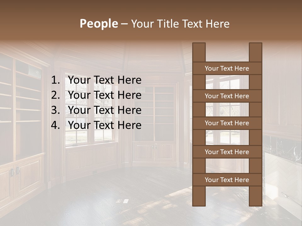 Library With Wood Paneled Walls And Fireplace PowerPoint Template