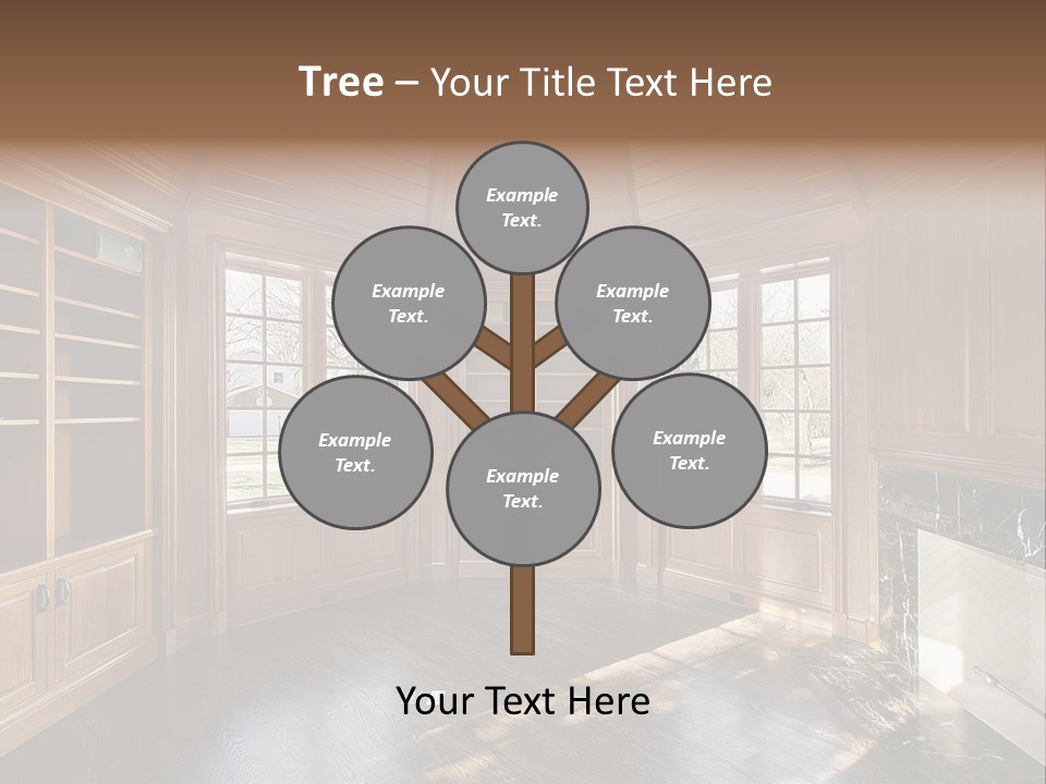 Library With Wood Paneled Walls And Fireplace PowerPoint Template