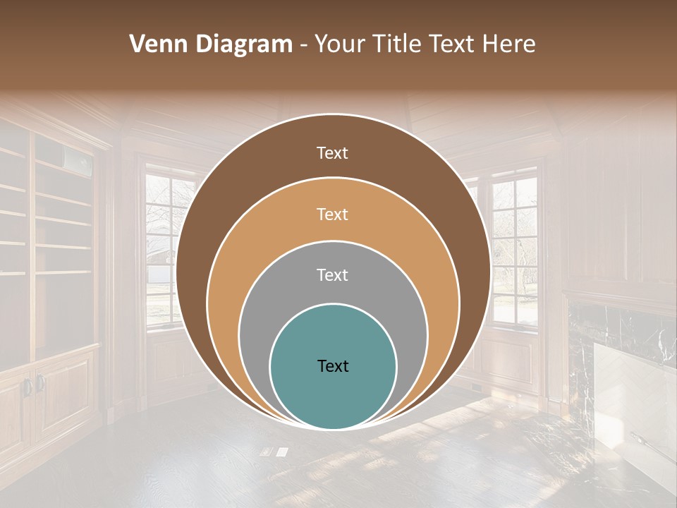 Library With Wood Paneled Walls And Fireplace PowerPoint Template