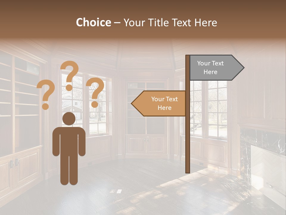 Library With Wood Paneled Walls And Fireplace PowerPoint Template