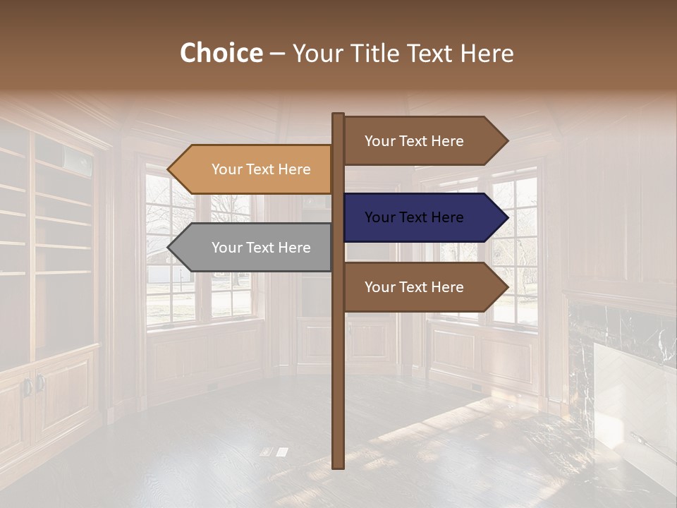 Library With Wood Paneled Walls And Fireplace PowerPoint Template
