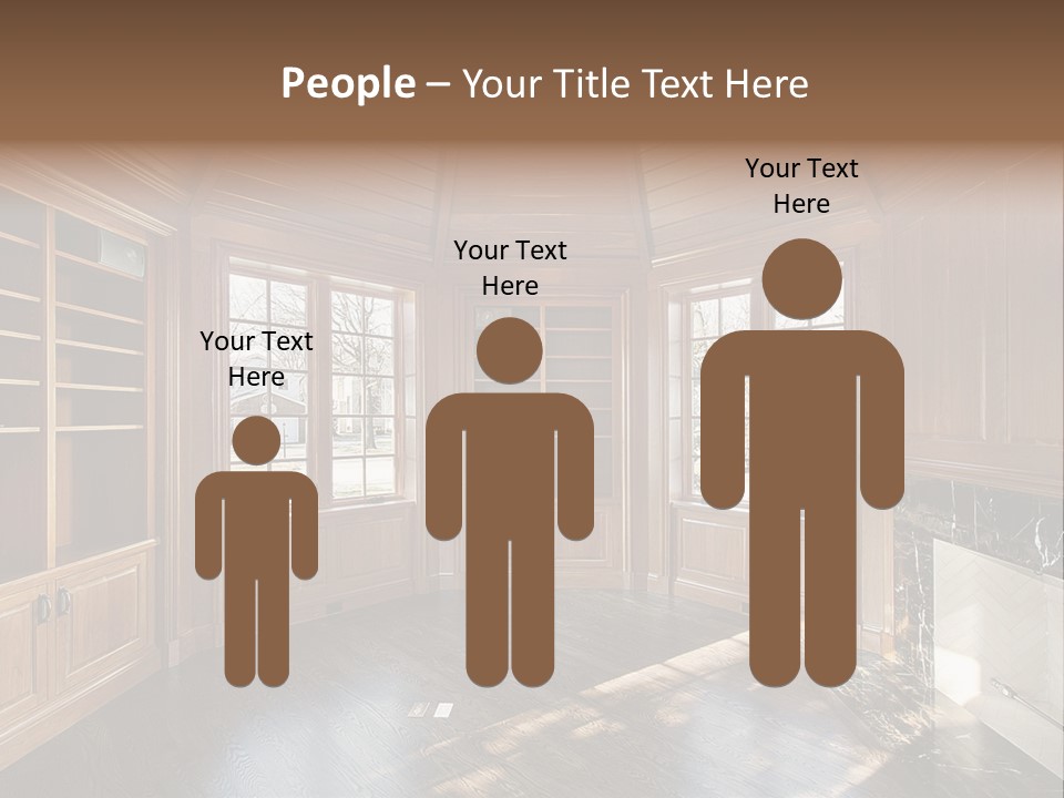 Library With Wood Paneled Walls And Fireplace PowerPoint Template