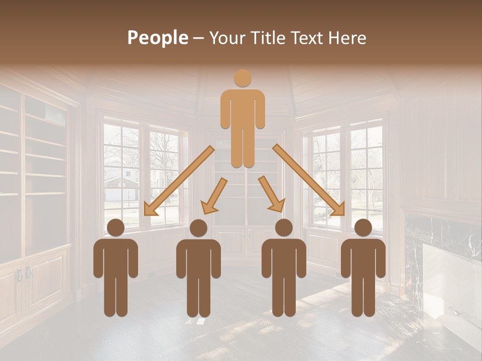 Library With Wood Paneled Walls And Fireplace PowerPoint Template