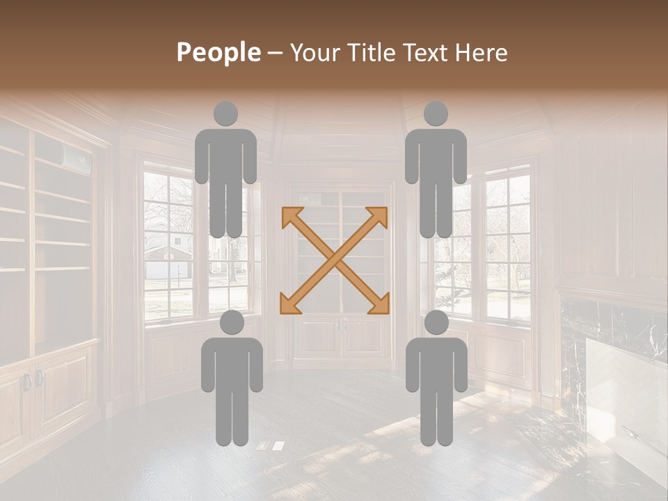 Library With Wood Paneled Walls And Fireplace PowerPoint Template