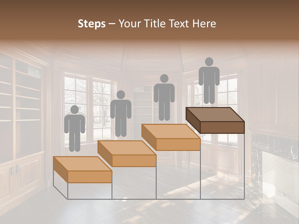 Library With Wood Paneled Walls And Fireplace PowerPoint Template