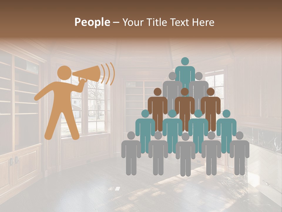 Library With Wood Paneled Walls And Fireplace PowerPoint Template