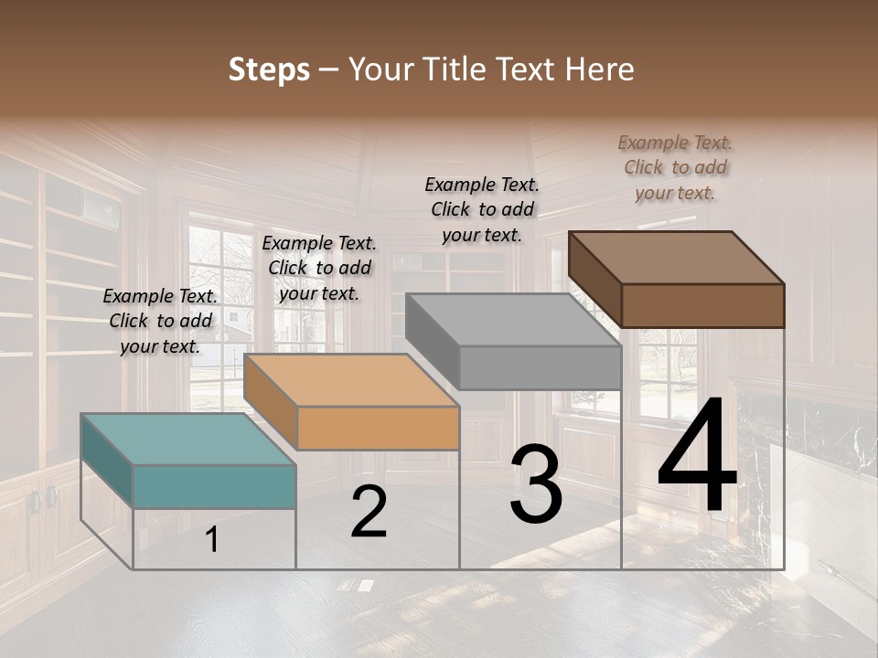 Library With Wood Paneled Walls And Fireplace PowerPoint Template