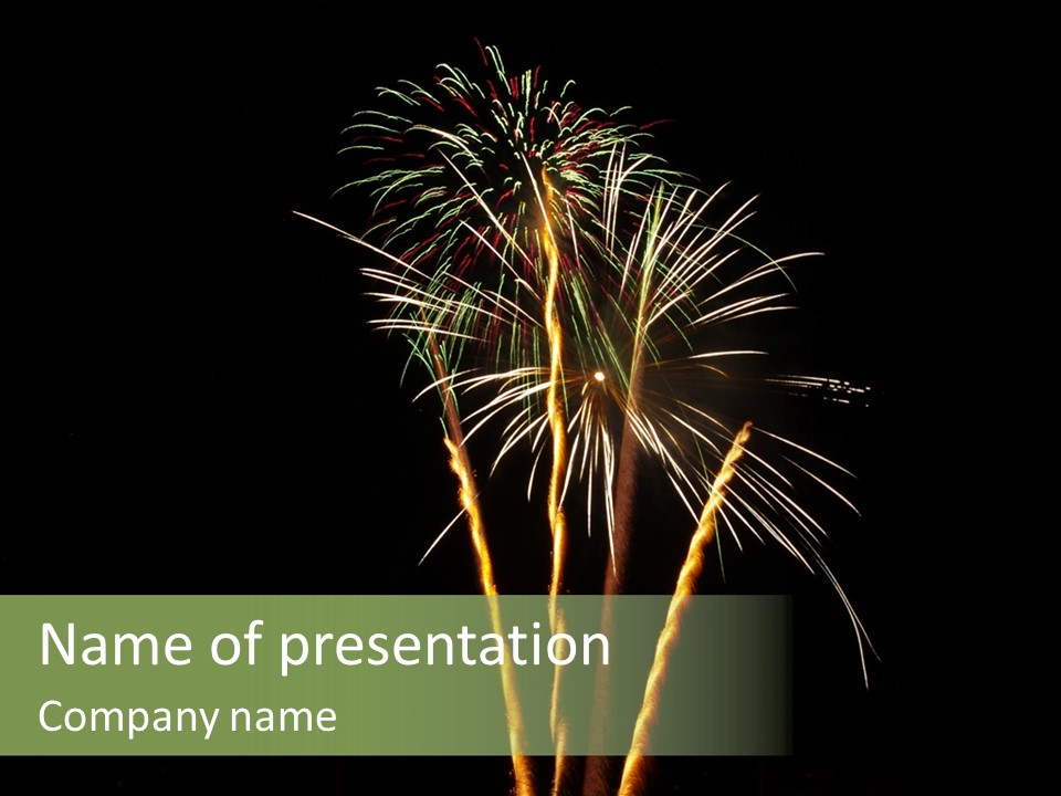 Red Green Silver And Golden Fireworks Display PowerPoint Template