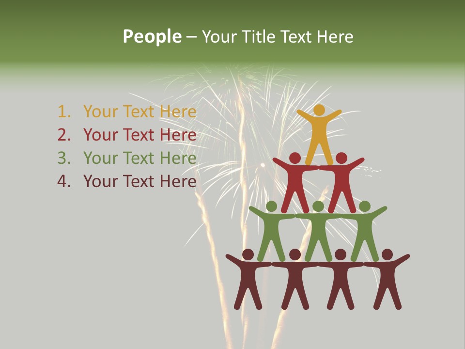 Red Green Silver And Golden Fireworks Display PowerPoint Template