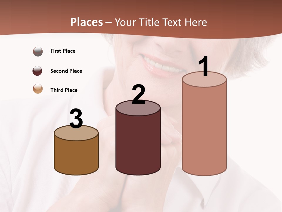 Portrait Of Mature Woman Smiling At Camera Over White Background PowerPoint Template