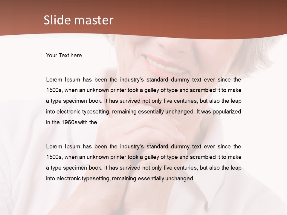 Portrait Of Mature Woman Smiling At Camera Over White Background PowerPoint Template