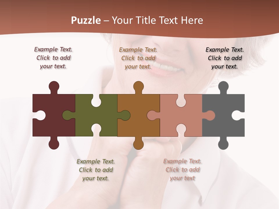 Portrait Of Mature Woman Smiling At Camera Over White Background PowerPoint Template