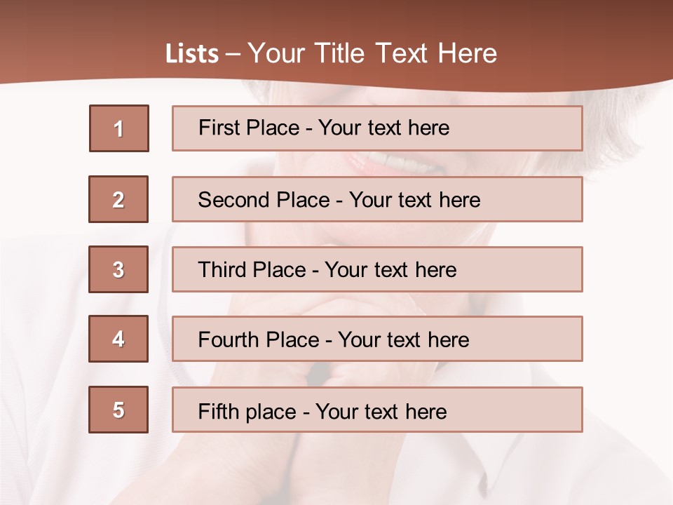 Portrait Of Mature Woman Smiling At Camera Over White Background PowerPoint Template