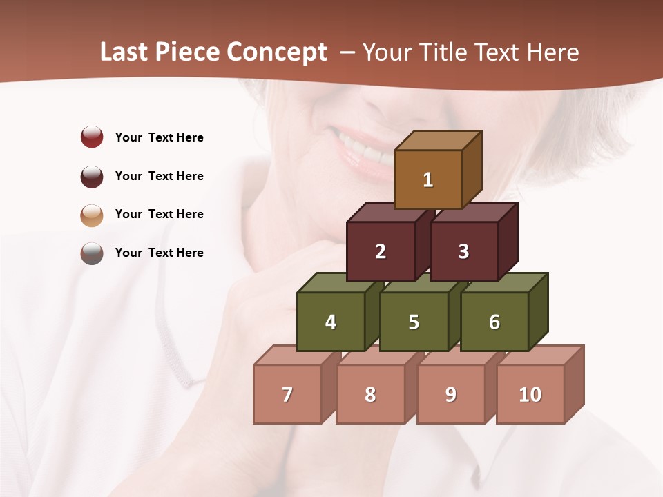 Portrait Of Mature Woman Smiling At Camera Over White Background PowerPoint Template