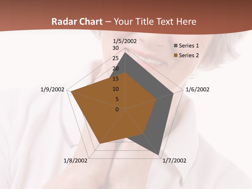Portrait Of Mature Woman Smiling At Camera Over White Background PowerPoint Template