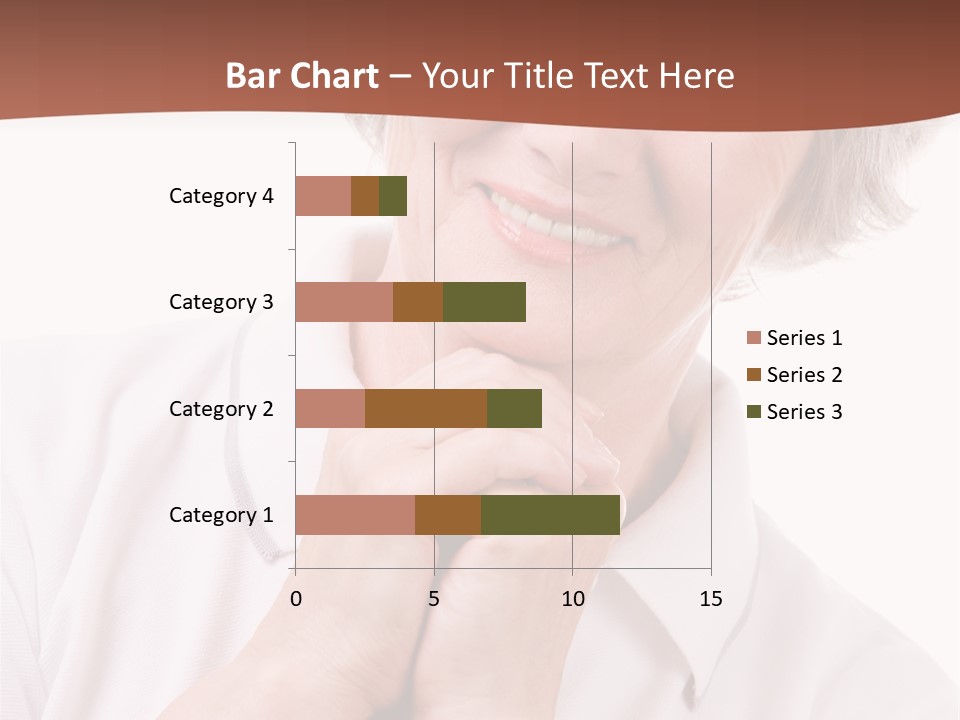 Portrait Of Mature Woman Smiling At Camera Over White Background PowerPoint Template