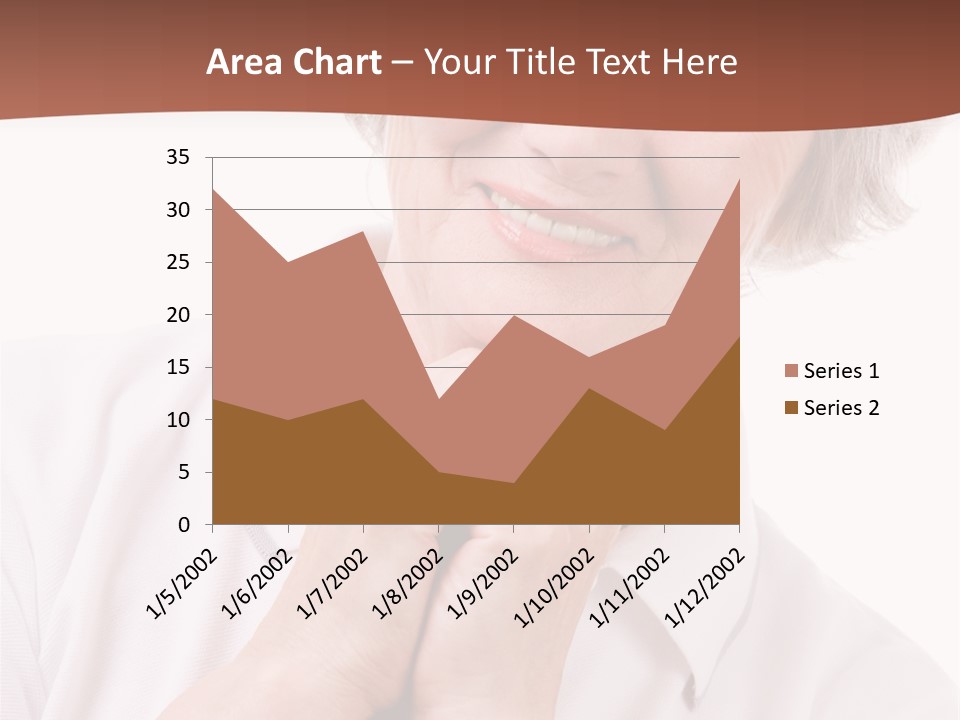 Portrait Of Mature Woman Smiling At Camera Over White Background PowerPoint Template
