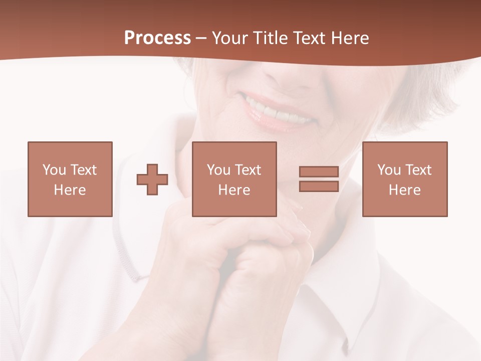 Portrait Of Mature Woman Smiling At Camera Over White Background PowerPoint Template