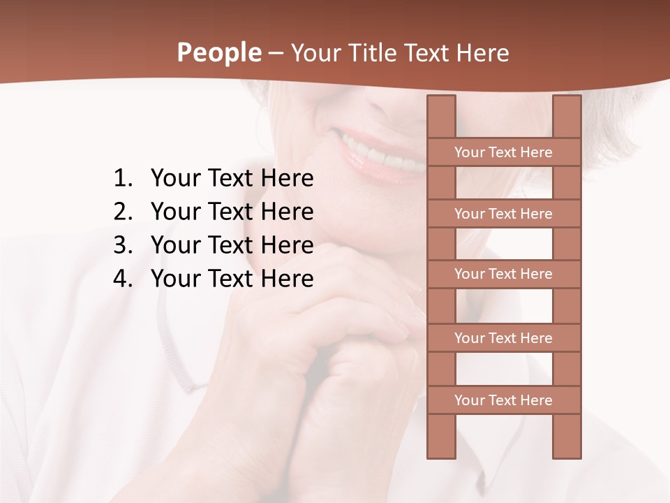 Portrait Of Mature Woman Smiling At Camera Over White Background PowerPoint Template